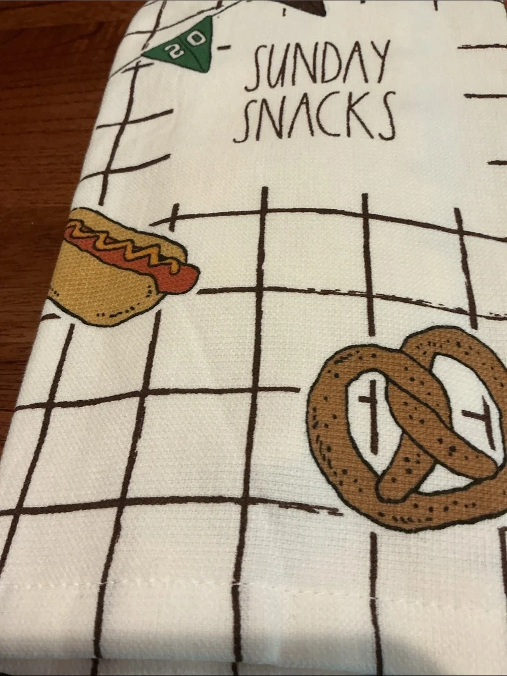 Rae Dunn SUNDAY SNACKS Football Kitchen Towels - Set of 3
